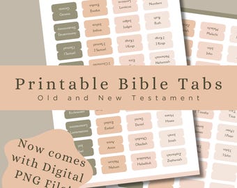 May include: Printable Bible tabs in a peach and green colour scheme. The tabs are labelled with the books of the Bible, including Genesis, Exodus, Leviticus, Numbers, Deuteronomy, Joshua, Judges, Ruth, 1 Samuel, 2 Samuel, 1 Kings, 2 Kings, Nehemiah, Ezra, 2 Chronicles, Ecclesiastes, Lamentations, Ezekiel, Daniel, Hosea, Joel, Amos, Obadiah, Jonah, Micah, Nahum, Habakkuk, Zephaniah, Malachi, Matthew, Mark, Luke, John, Acts, Romans, 1 Corinthians, 2 Corinthians, Galatians, Ephesians, Philippians, Colossians, 1 Thessalonians, 2 Thessalonians, 1 Timothy, 2 Timothy, Titus, Philemon, Hebrews, James, 1 Peter, 2 Peter, 1 John, 2 John, 3 John, Jude, and Revelation.