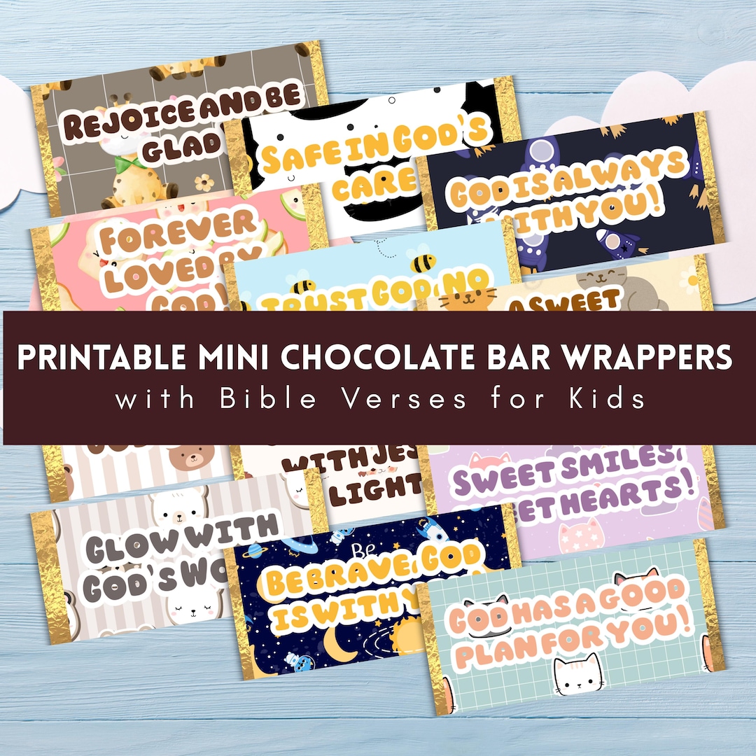 Printable Mini Chocolate Bar Wrappers With Bible Verses for Kids ...