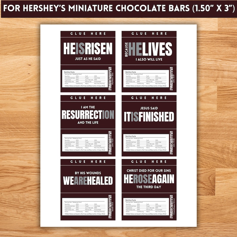 Printable Mini Chocolate Bar Wrapper With Bible Verses | Scripture ...