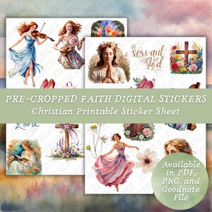 Vorgeschnittene Glaube Bibel Journaling Aufkleber | Druckbares Digitales Sticker Blatt | Christlicher Glaube | Bibelarbeit Margin Kunst | Gebetsbrett