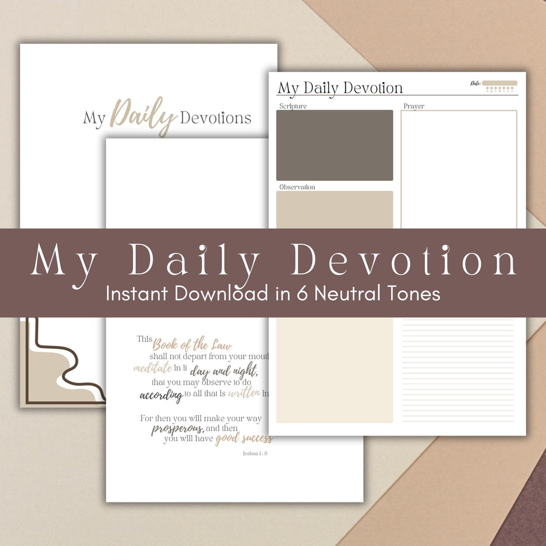 My Daily Devotion | 6 Neutral Tones | Digital Bible Study Template ...