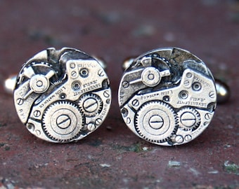 Cufflinks, Soldered Pewter - Steampunk Watch Parts