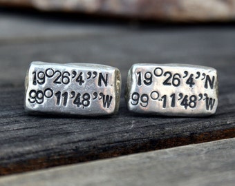 Latitude Longitude Cufflinks - Custom Cufflinks - Personalized Cufflinks