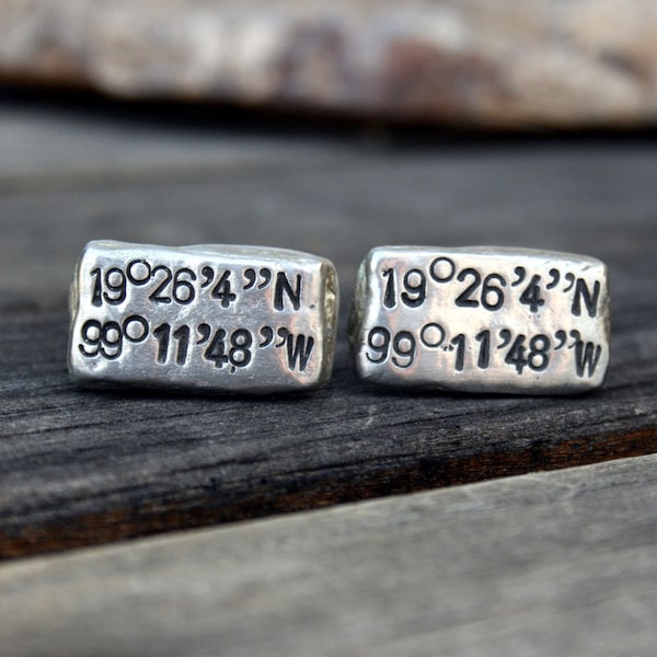 Latitude Longitude Cufflinks - Custom Cufflinks - Personalized Cufflinks