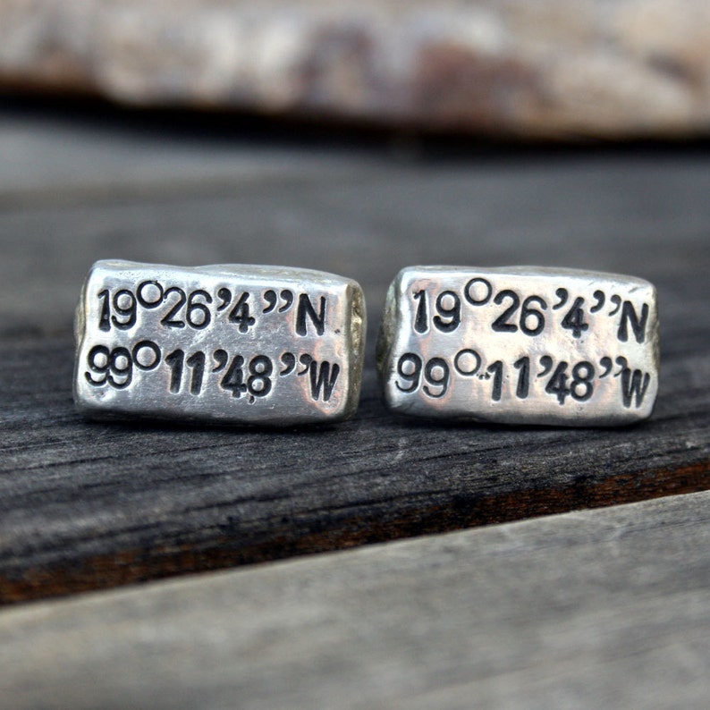 Latitude Longitude Cufflinks Custom Cufflinks Personalized Cufflinks image 1