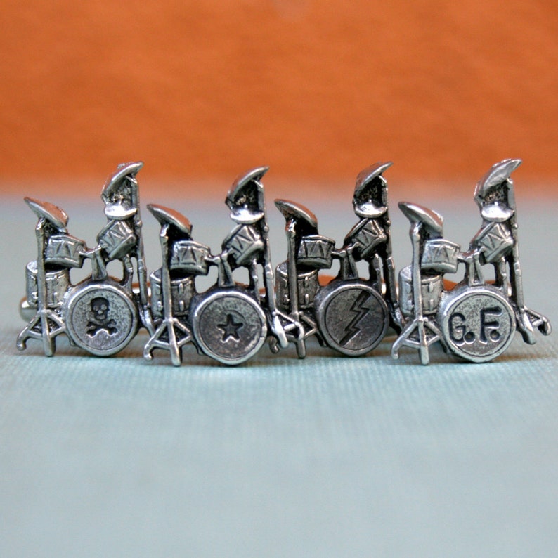 Drum Set Cufflinks Skull and Crossbones image 4