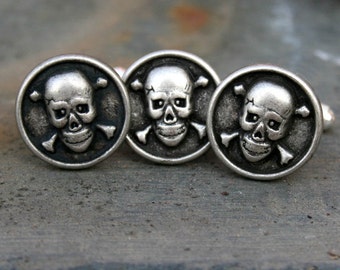 Skull Cufflinks and Tie Tack Set