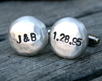 Custom Cuff Links - Personalized Cufflinks - Initials and Date