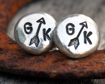 Custom Cufflinks - Personalized Cufflinks - Arrow & Initials