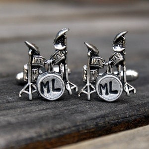 Personalized Initial Drum Set Cufflinks Cuff Links Custom Cuff Links image 1