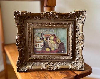 Vintage Still Life Framed Print, Ornate Gold Frame, Illinois Moulding Company Wall Art