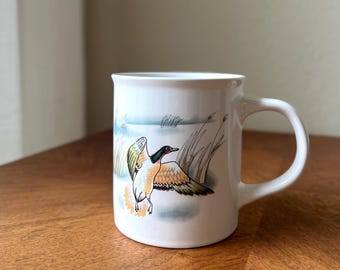 Vintage Sunny Korea Mallard Duck Mug, Korean Ceramic Coffee Cup, Waterfowl Collectible