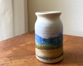 Vintage Studio Pottery Vase, Earth Tone Ceramic Vase, Artisan Stoneware Decor