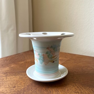 Vintage Pottery Toothbrush Holder, Studio Pottery Bathroom Organizer, Cottage Bath Decor