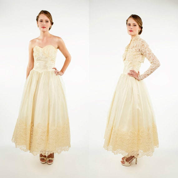 1950s Vintage Wedding Dress Tea Length