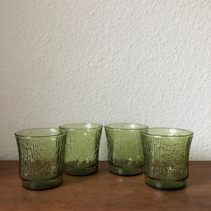 Vintage Green Anchor Hocking Juice Glasses Set of 4