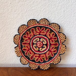 Vintage ronde geweven pannetje onderzetter