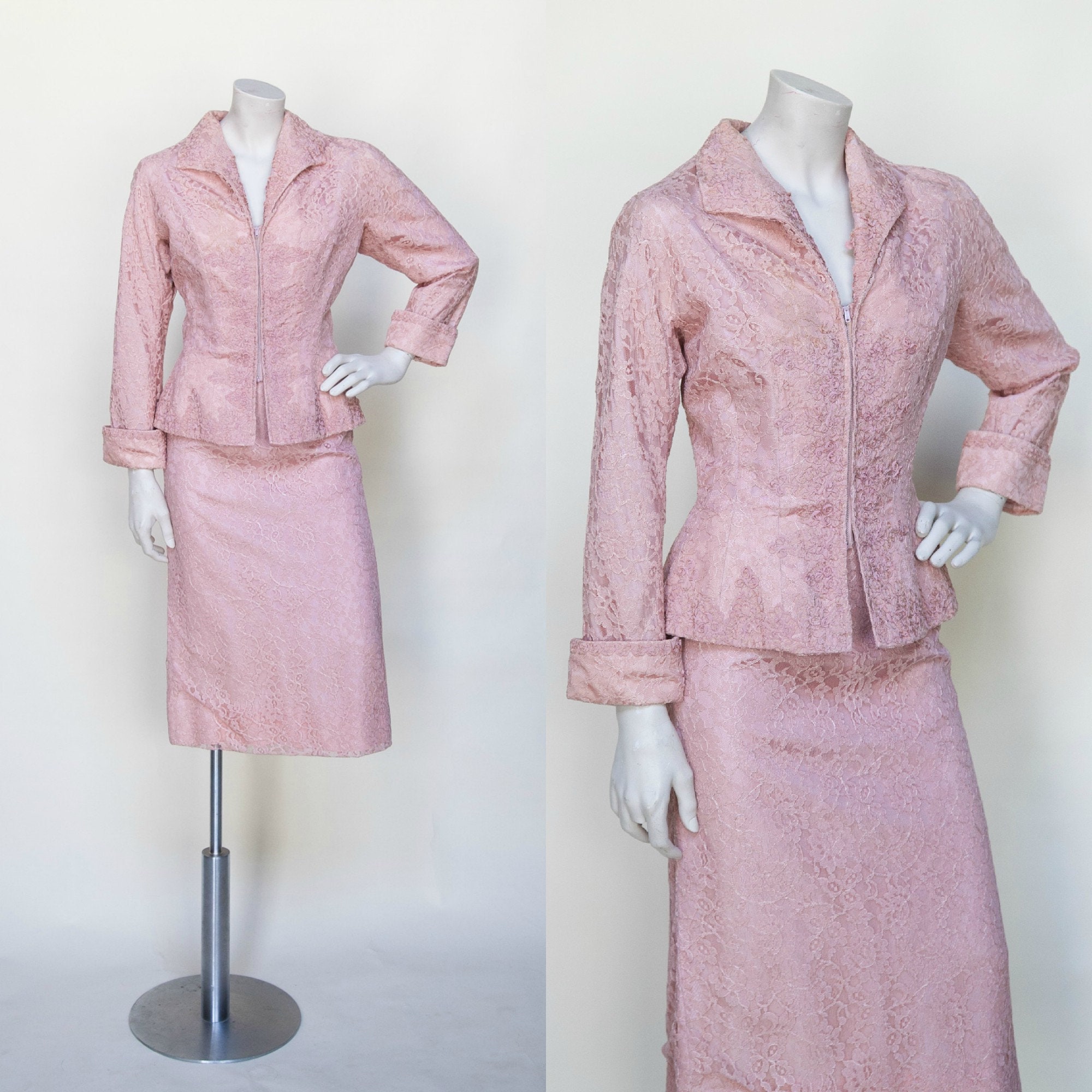 1950s Bernetti Lace Womens Suit Vintage Pink Suit | Etsy