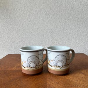 Vintage Otagiri Seashell Sand Dollar Beach Mugs Set of 2