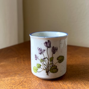 Vintage Counterpoint San Francisco Stoneware Planter, Floral Ceramic Cachepot, Speckled Pot