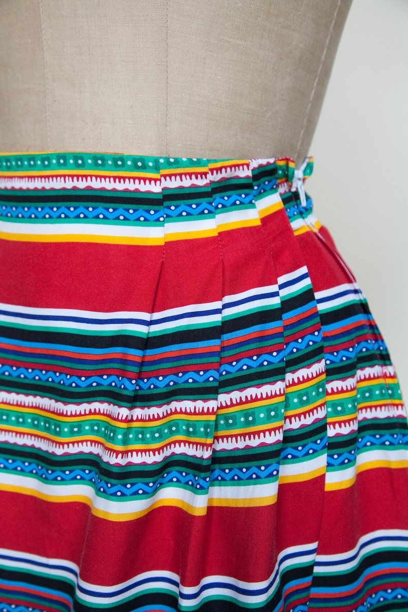 1990s Southwestern Print Skirt Vintage Striped Skirt XS