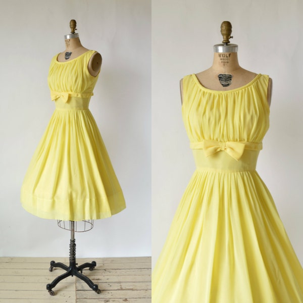 1960s Yellow Party Dress --- Vintage Chiffon Dress