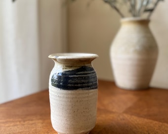 Vintage Studio Pottery Vase, Handmade Stoneware, Rustic Neutral Ceramic