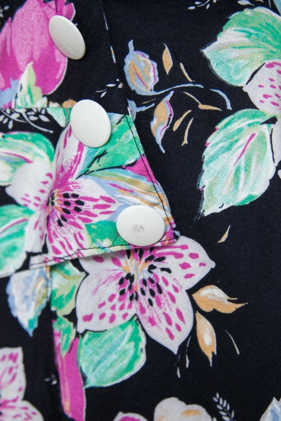 1980s Dress / Vintage Black Floral Dress - image 7