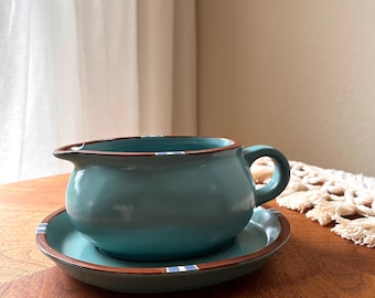Southwestern Vintage Dansk Teal Gravy Dish & Saucer Set, Mesa Turquoise Tableware