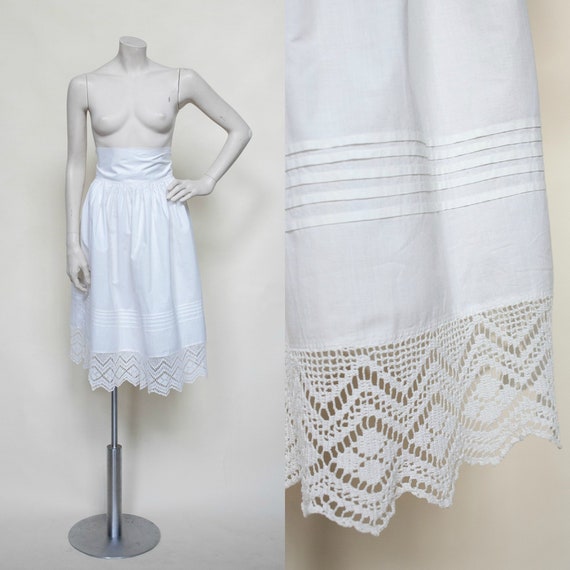 Edwardian Cotton Slip / Antique White Cotton Skirt