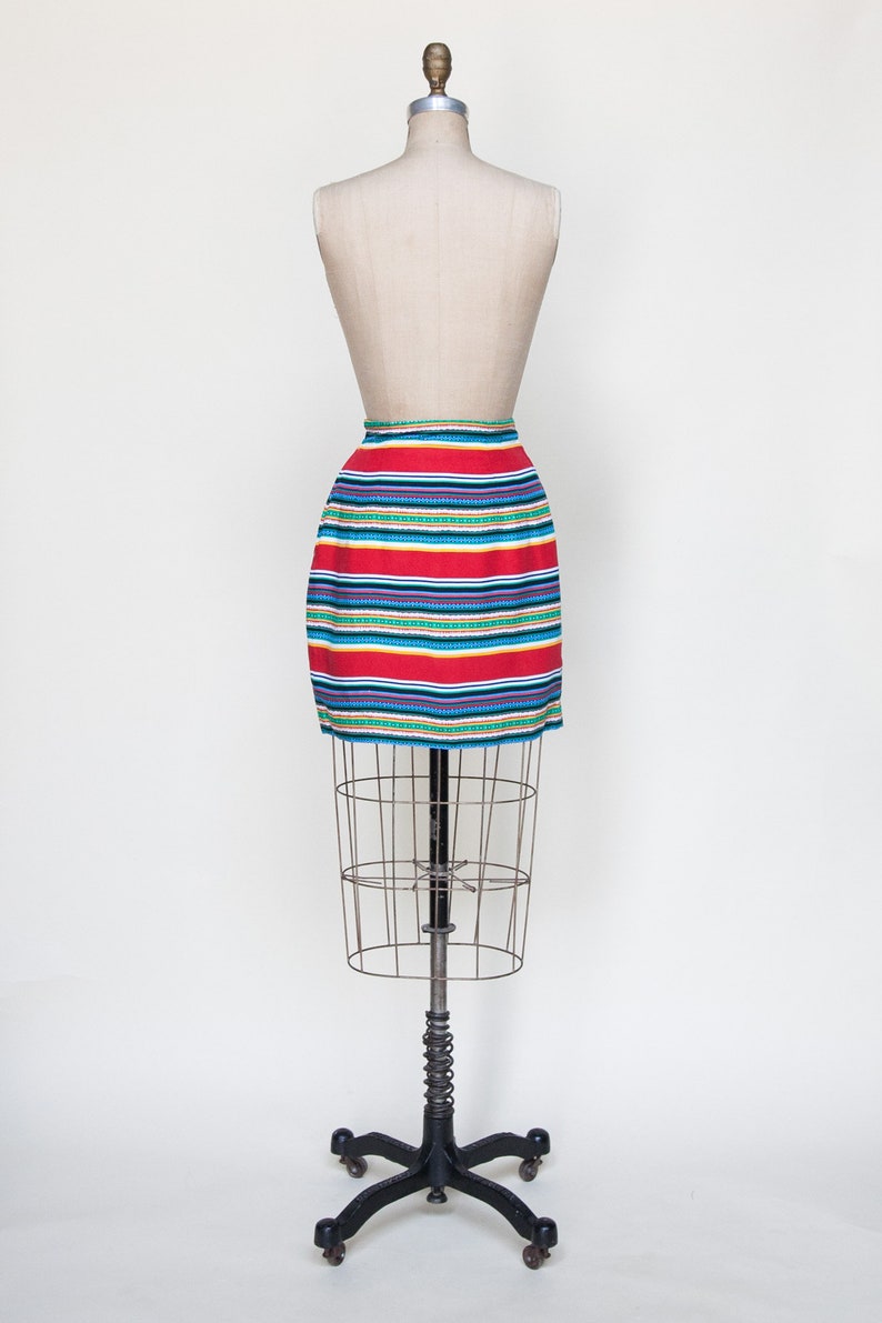 1990s Southwestern Print Skirt Vintage Striped Skirt XS