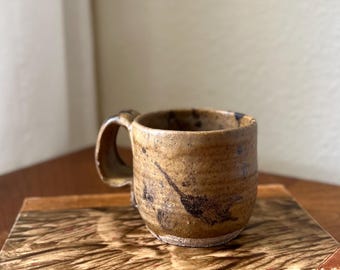 Vintage Studio Pottery Mug, Handmade Stoneware Coffee Cup, Rustic Artisan Ceramic