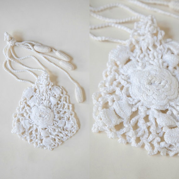 Edwardian Crochet Purse / Antique Wedding Purse