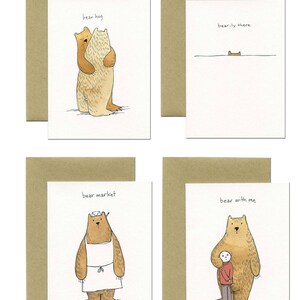 Greeting Cards with Original Illustrations of Bear Humor Set of Four immagine 1