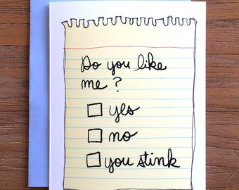 Do You Like Me Pass Me A Note Notebook Paper A2 Greeting Card