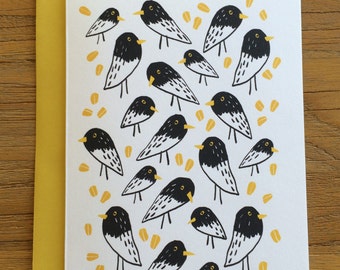 Flock of Sparrows with Corn A6 Greeting Card