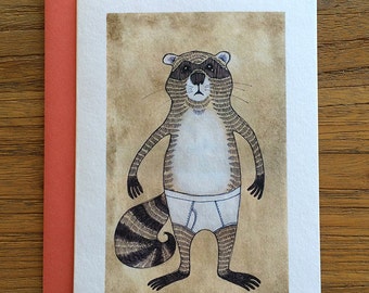Racoon Animals in Underpants A6 Greeting Card