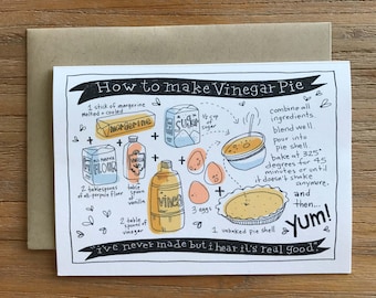 Vinegar Pie Illustrated Recipe A6 Greeting Card