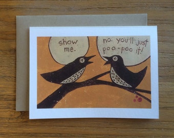 Poo-Poo It – Folk Art A6 Greeting Card of Overheard Series