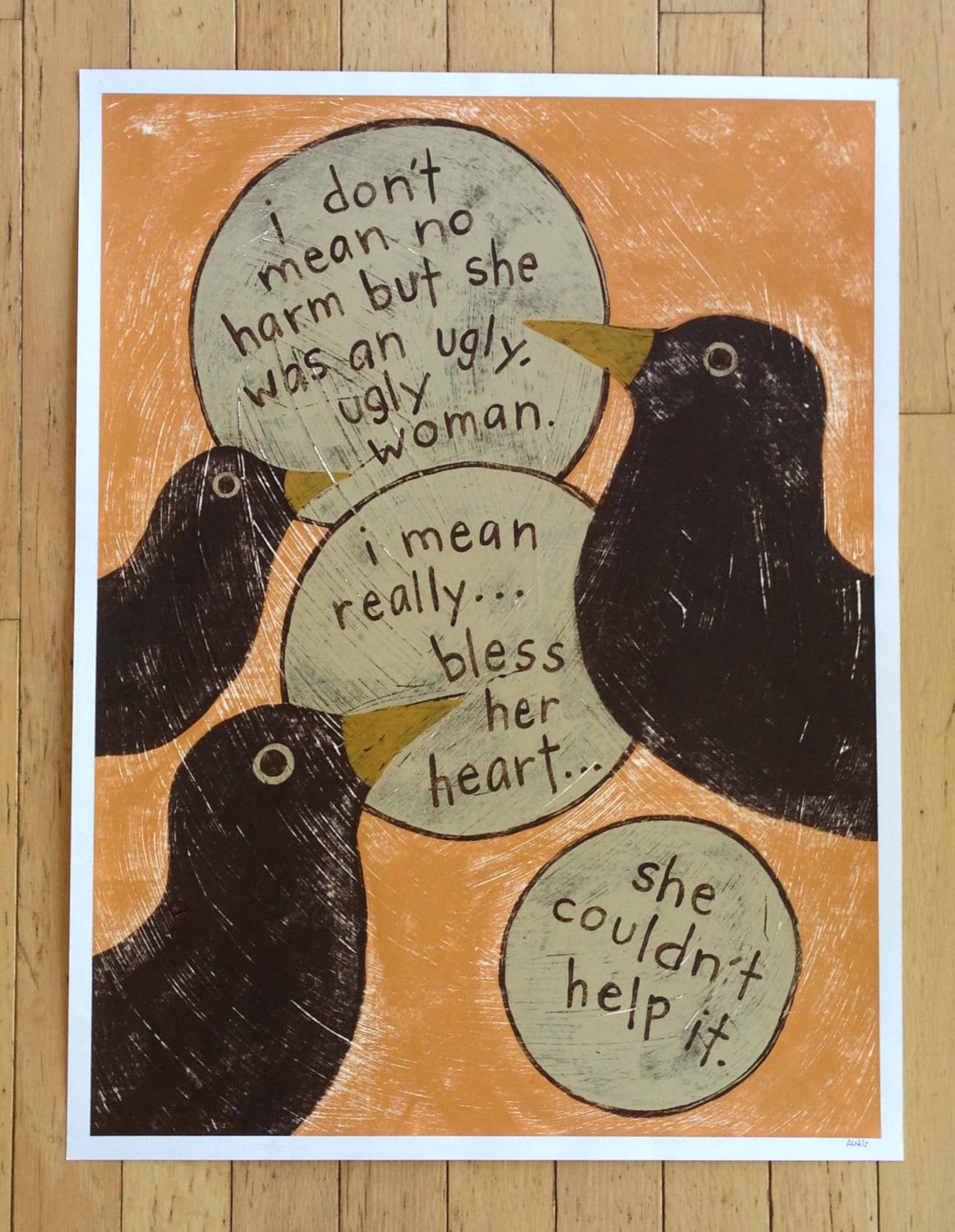 Ugly Woman – Original Acrylic Folk Art Painting of Overheard Series