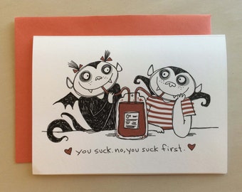 Vampire Boy and Vampire Girl Romantic Love Halloween Card