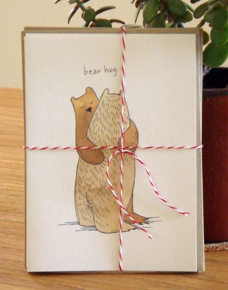 Greeting Cards with Original Illustrations of Bear Humor Set of Four image 2