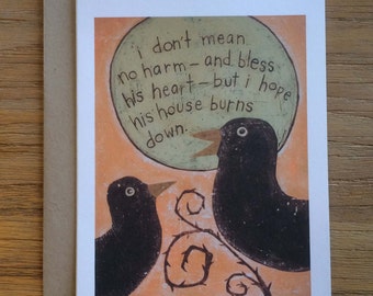 Bless his Heart – Folk Art A6 Greeting Card of Overheard Series