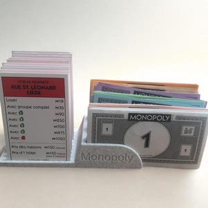 Organizador de juegos de Monopoly - Soporte para tarjetas y dinero en efectivo de Monopoly - Fácil almacenamiento de Monopoly - Impresión 3D - Actualización de Monopoly - Soporte para material de Monopoly