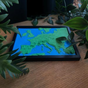3D Europa-miniatuur - Europa-kaartminiatuur 3D-geprint - Continentmuurkunst, bureaukunst - 3D-versie Europa - 3D-geprinte continentkaart van Europa