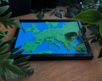 3D Europe miniature - Europe map miniature 3D printed - Continent Wall art, desk art -Europe 3D version - 3D printed Continent map of Europe