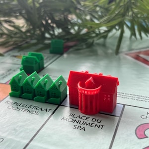 Monopoly house and hotel 3D printed monopoly buildings - 32 houses monopoly, 12 hotels for monopoly gadget board game upggrade monopoly gift