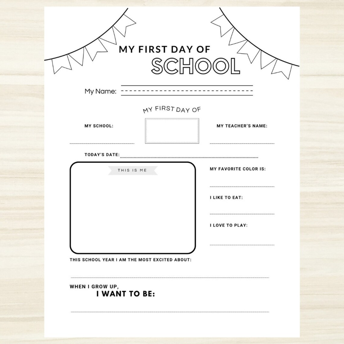 My First Day of School Printable, Back to School Interview, Back to ...