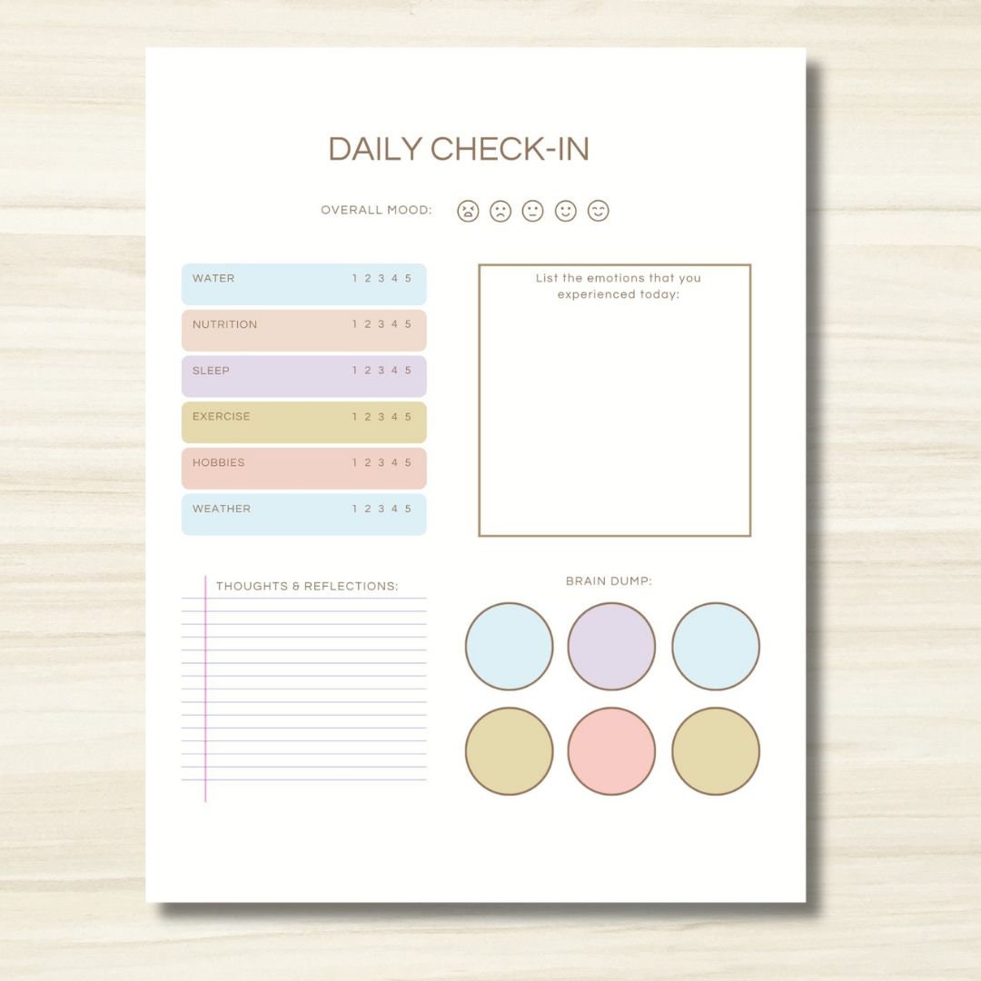 Daily check in sheet printable digital download child check in