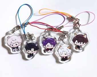 Charms pour téléphone en acrylique transparent Love and Deepspace, style chaton